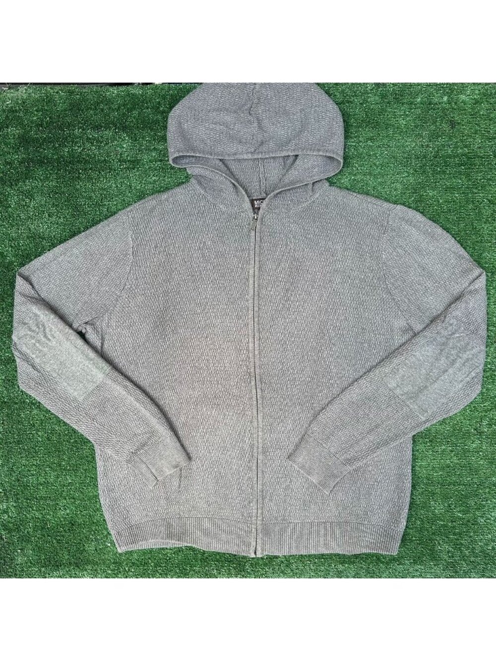 Vintage Y2K Michael Kors Textured Zip Hoodie Sweatshirt Gray L Minimalist Lounge